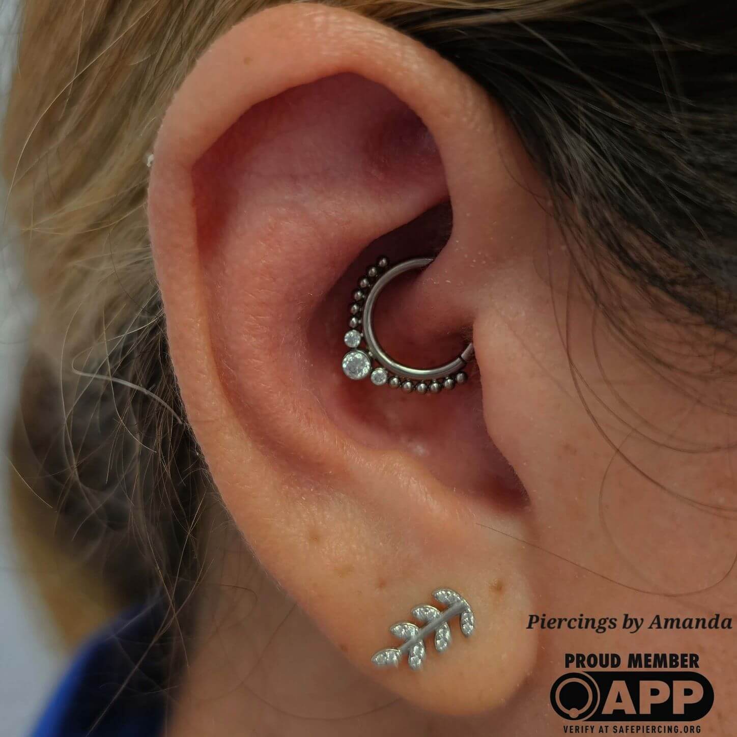 Daith piercing with niobium